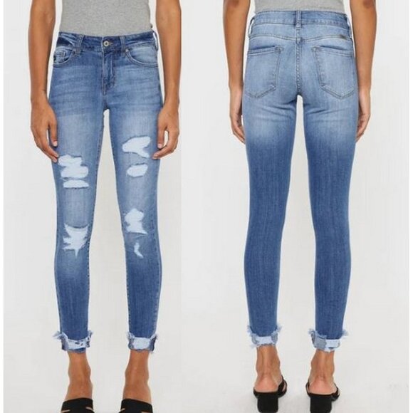 KanCan Jeans Florence Mid Rise Super Skinny Distressed Size 9/28 - Picture 2 of 11